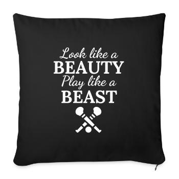 Camogie: Look like a beauty play like a beast. - Sofa pillowcase 17,3'' x 17,3'' (45 x 45 cm) - black - Front