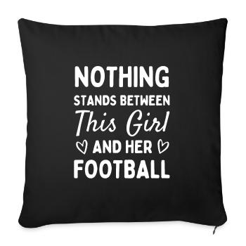 Rien ne s’oppose à cette fille et à son ballon de football - Housse de coussin décorative 45 x 45 cm - noir - Devant