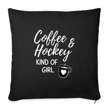 Kaffee & Hockey Art von Mädchen. - Sofakissenbezug 45 x 45 cm - Schwarz - Vorne