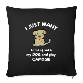 Je veux juste traîner avec mon chien et jouer au camogie - Housse de coussin décorative 45 x 45 cm - noir - Devant
