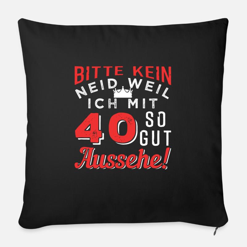 40. Geburtstag - Sofakissenbezug 45 x 45 cm - Schwarz