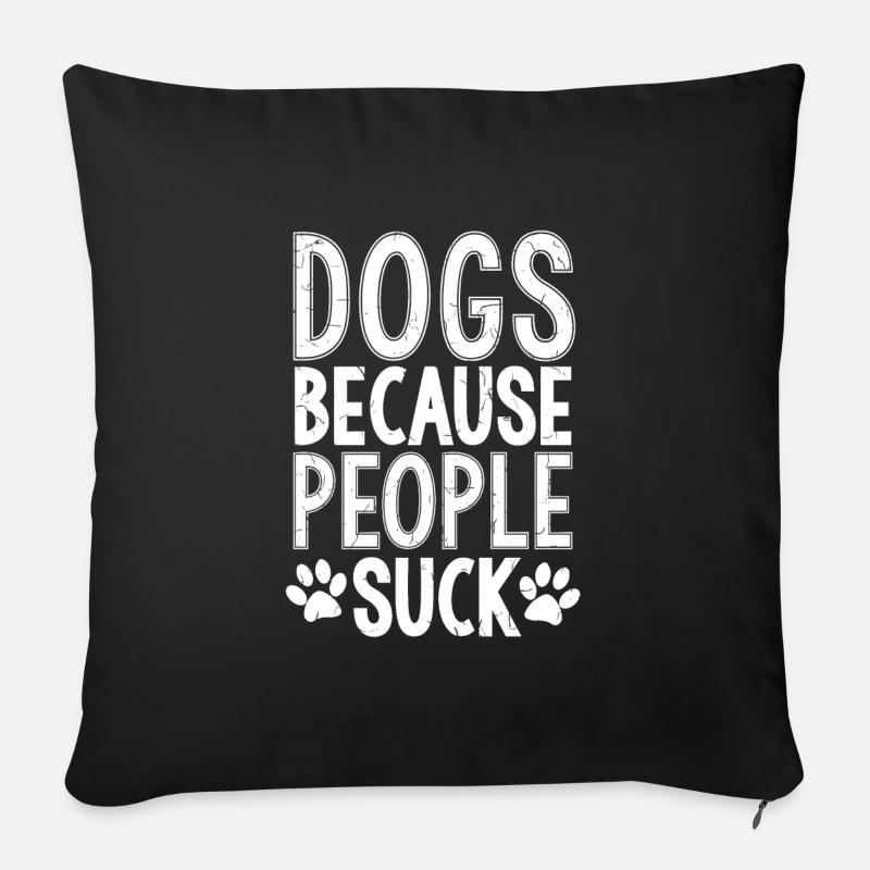 Chiens Chiens Chiens - Housse de coussin décorative 45 x 45 cm - noir