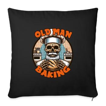 Old Man Baking Skull with Baker's Hat with Bread - Sofa pillowcase 17,3'' x 17,3'' (45 x 45 cm) - black - Front