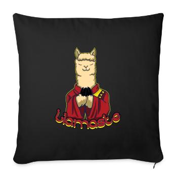 LLAMASTE Yoga Lama Méditation Cadeau - Housse de coussin décorative 45 x 45 cm - noir - Devant