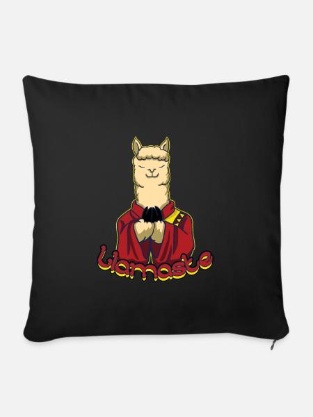 LLAMASTE Yoga Lama Meditation Gift - Sofa pillowcase 17,3'' x 17,3'' (45 x 45 cm) - black