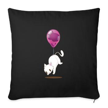 Sweet White Kitten Balloon T-Shirt - Sofa pillowcase 17,3'' x 17,3'' (45 x 45 cm) - black - Front