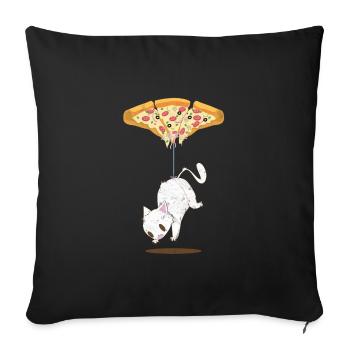 Pepperoni Pizza Katzen Ballon T-Shirt - Sofakissenbezug 45 x 45 cm - Schwarz - Vorne