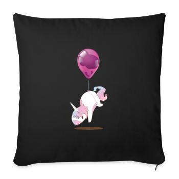 Süßes Einhorn Ballon T-Shirt Kinder - Sofakissenbezug 45 x 45 cm - Schwarz - Vorne
