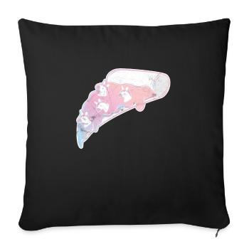 Einhorn Pizza Regenbogen T-Shirt - Sofakissenbezug 45 x 45 cm - Schwarz - Vorne