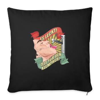 Drôle plombier il lèche geshenk tshirt - Housse de coussin décorative 45 x 45 cm - noir - Devant