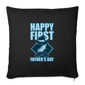 Père fils fête des pères 1er papa disant t-shirt - Housse de coussin décorative 45 x 45 cm - noir - Devant