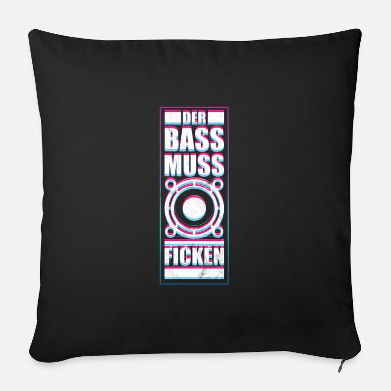 Techno ACID Psytrance La basse baise - Housse de coussin décorative 45 x 45 cm - noir