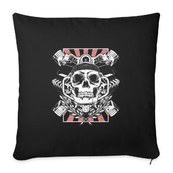 Motard motrorradfahrer crâne crâne - Housse de coussin décorative 45 x 45 cm - noir - Devant