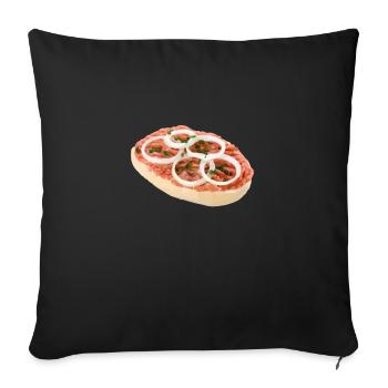 Funny Mettbrötchen With Onion For Butcher - Sofa pillowcase 17,3'' x 17,3'' (45 x 45 cm) - black - Front
