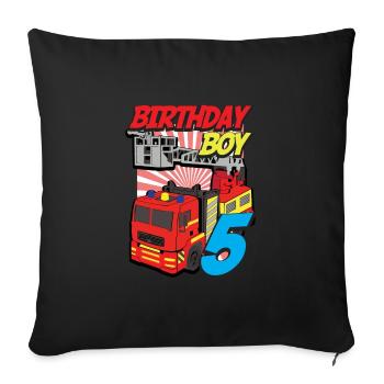 Firefighters fifth birthday for firefighters K. - Sofa pillowcase 17,3'' x 17,3'' (45 x 45 cm) - black - Front