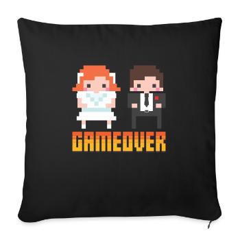 Game Over - Nerd Geeky JGA group shirt - Sofa pillowcase 17,3'' x 17,3'' (45 x 45 cm) - black - Front