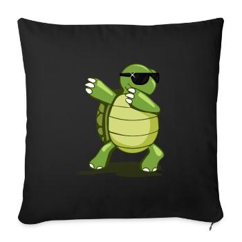 Dabbing turtle with sunglasses - Sofa pillowcase 17,3'' x 17,3'' (45 x 45 cm) - black - Front