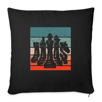 Pièces d'échecs vintage rétro colorées - Housse de coussin décorative 45 x 45 cm - noir - Devant