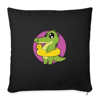 Krokodil Echse Alligator Kroko Reptil - Sofakissenbezug 45 x 45 cm - Schwarz - Vorne