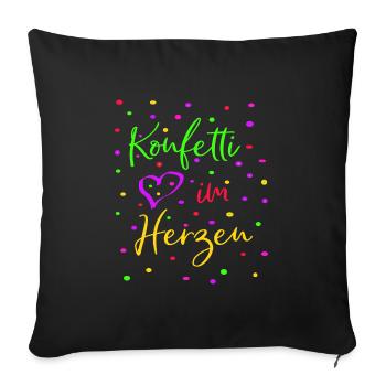 Karneval Fasching Konfetti im Herzen - Sofakissenbezug 45 x 45 cm - Schwarz - Vorne