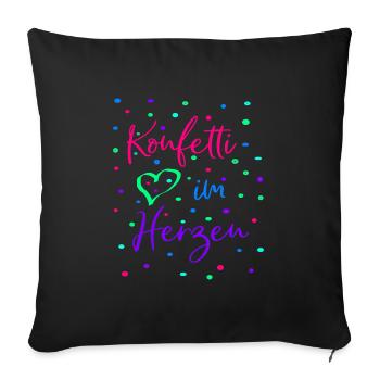 Karneval Fasching Konfetti im Herzen - Sofakissenbezug 45 x 45 cm - Schwarz - Vorne