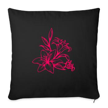 Lilie Blüte Pflanze - Sofakissenbezug 45 x 45 cm - Schwarz - Vorne