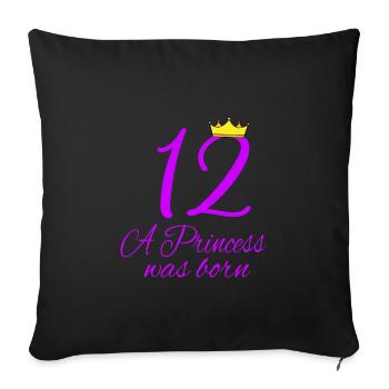12 anniversaire de la princesse né - Housse de coussin décorative 45 x 45 cm - noir - Devant