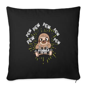 Sloth Sloth Gamer Gaming Pew Pew - Sofa pillowcase 17,3'' x 17,3'' (45 x 45 cm) - black - Front