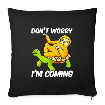 paresseux paresseux équitation tortue - Housse de coussin décorative 45 x 45 cm - noir - Devant