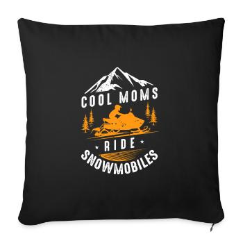 Fête des Mères Snowmobile maman maman mère - Housse de coussin décorative 45 x 45 cm - noir - Devant