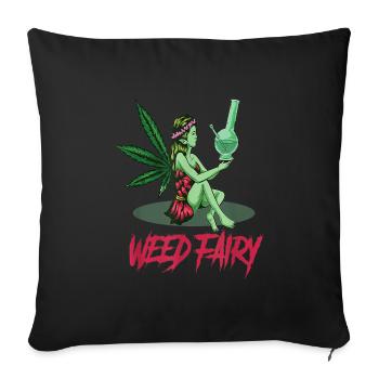 Cannabis chanvre THC 420 - Housse de coussin décorative 45 x 45 cm - noir - Devant