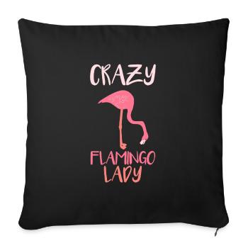 Flamingo Rose Rouge Animal - Housse de coussin décorative 45 x 45 cm - noir - Devant