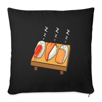 Sushi schläft auf Tisch Kawaii Süß - Sofakissenbezug 45 x 45 cm - Schwarz - Vorne