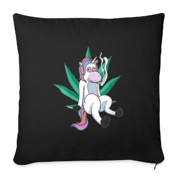 Cannabis chanvre THC 420 - Housse de coussin décorative 45 x 45 cm - noir - Devant