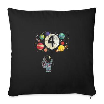 4th Birthday Happy Birthday Child Astronaut - Sofa pillowcase 17,3'' x 17,3'' (45 x 45 cm) - black - Front