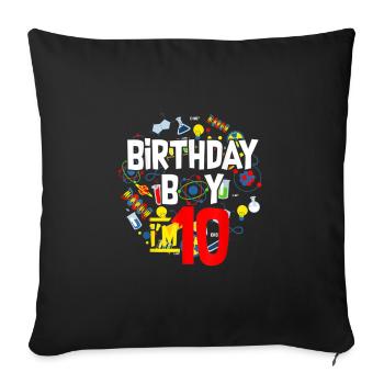 10e anniversaire Happy Birthday Gamer Gamer Jeu - Housse de coussin décorative 45 x 45 cm - noir - Devant