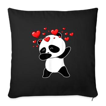 Panda Cool Dabbing Herzen - Sofakissenbezug 45 x 45 cm - Schwarz - Vorne