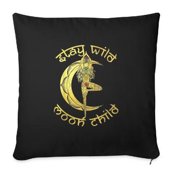 Wild Moonchild Live by the sun Love by the moon - Sofa pillowcase 17,3'' x 17,3'' (45 x 45 cm) - black - Front
