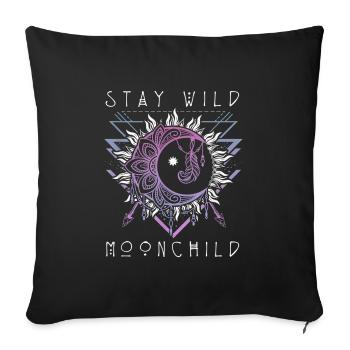 Wild Moonchild Live by the sun Love by the moon - Sofa pillowcase 17,3'' x 17,3'' (45 x 45 cm) - black - Front