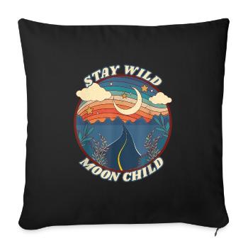 Wild Moonchild Live by the sun Love by the moon - Sofa pillowcase 17,3'' x 17,3'' (45 x 45 cm) - black - Front