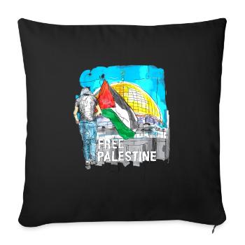 Palestine Free Freedom Free Gaza - Sofa pillowcase 17,3'' x 17,3'' (45 x 45 cm) - black - Front