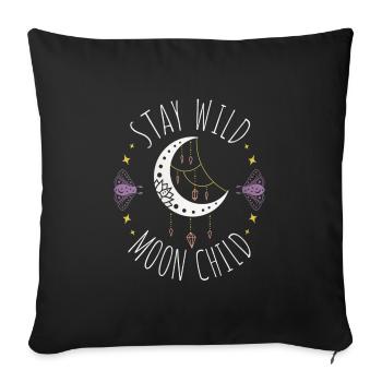 Wild Moonchild Live by the sun Love by the moon - Sofa pillowcase 17,3'' x 17,3'' (45 x 45 cm) - black - Front