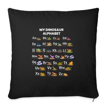 Dinosaur Alphabet - Sofa pillowcase 17,3'' x 17,3'' (45 x 45 cm) - black - Front