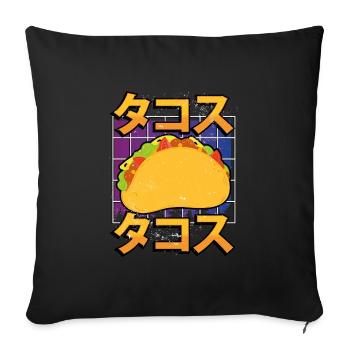 Taco Kawaii doux - Housse de coussin décorative 45 x 45 cm - noir - Devant