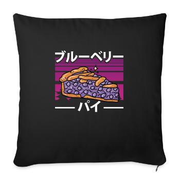 Gâteau aux myrtilles Kawaii sucré - Housse de coussin décorative 45 x 45 cm - noir - Devant