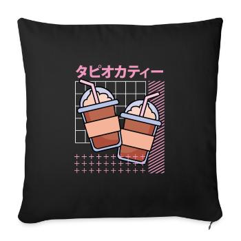 Milkshake Kawaii doux - Housse de coussin décorative 45 x 45 cm - noir - Devant