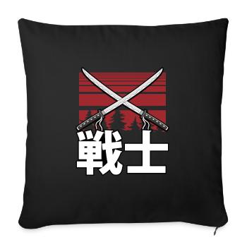 Deux guerriers samouraïs katana - Housse de coussin décorative 45 x 45 cm - noir - Devant