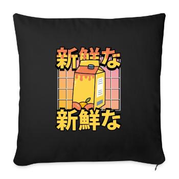 Jus d’orange kawaii sucré - Housse de coussin décorative 45 x 45 cm - noir - Devant