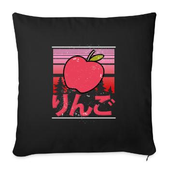 Sweet Kawaii Pomme fraîche - Housse de coussin décorative 45 x 45 cm - noir - Devant