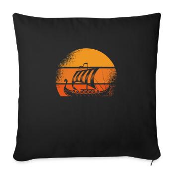 Wikingerschiff Retro sonne - Sofakissenbezug 45 x 45 cm - Schwarz - Vorne